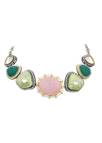 Pink Kundan Choker Set With Two Tone Stones