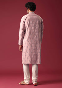 Pink Kurta Set In Silk with Sequin Work
