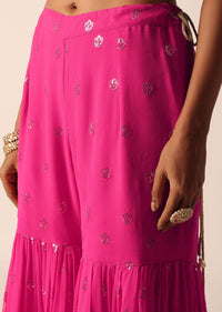 Pink Kurta Sharara Set With Gota Patti Work