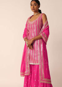 Pink Kurta Sharara Set With Gota Patti Work