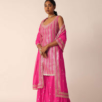 Pink Kurta Sharara Set With Gota Patti Work