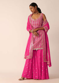 Pink Kurta Sharara Set With Gota Patti Work