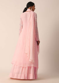 Pink Kurti And Skirt Set With Sequin Embellishments