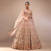 Pink Lehenga And Sleeveless Crop Top Set With A Corset Neckline In Zardozi Embroidery