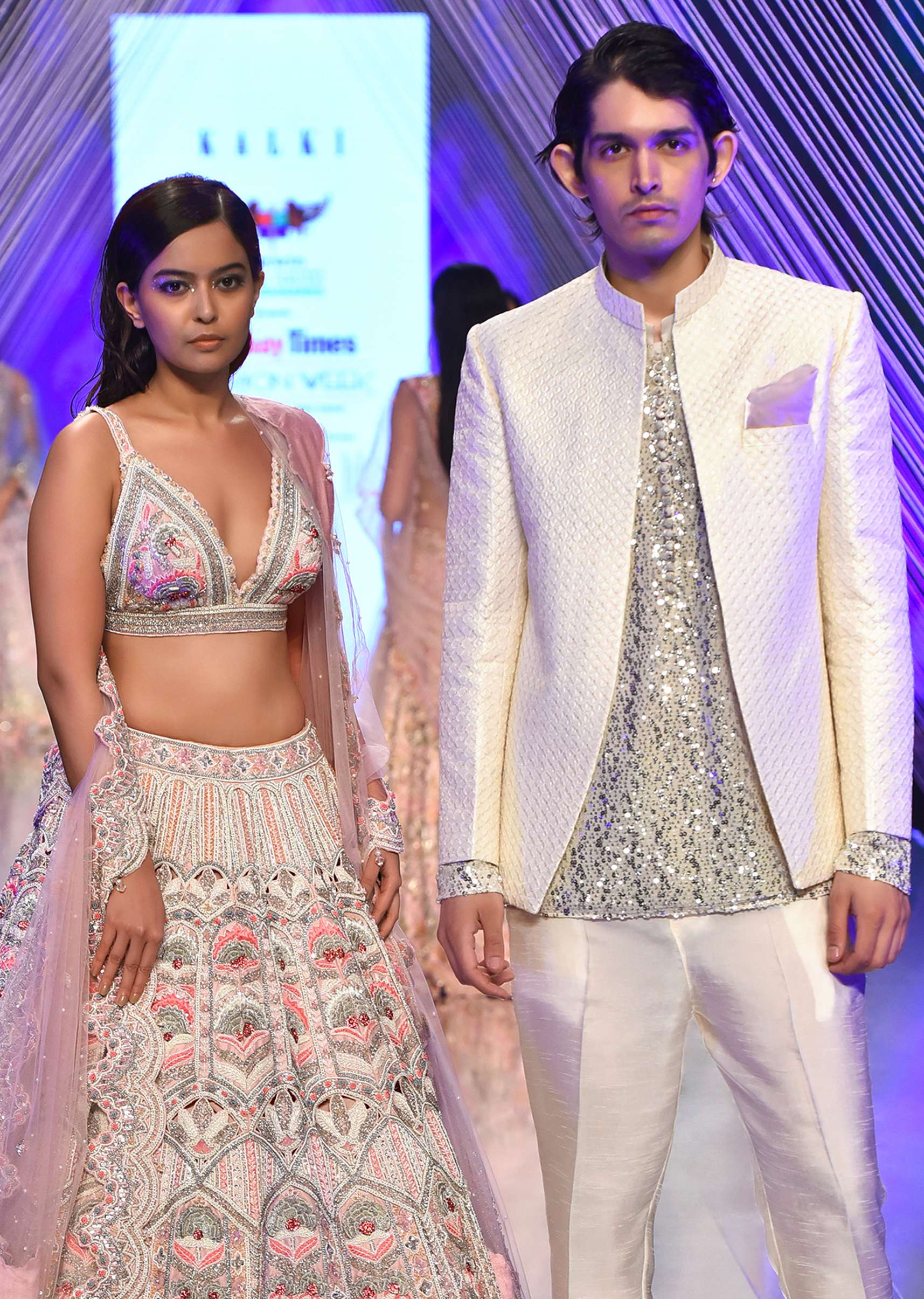 Pink Lehenga And Crop In Sequins And Cut Dana Embroidery, The Crop Top Comes In Sleeveless With Plunging Neckline