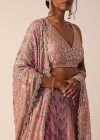 Pink Lehenga Set With Sequin Embellishments