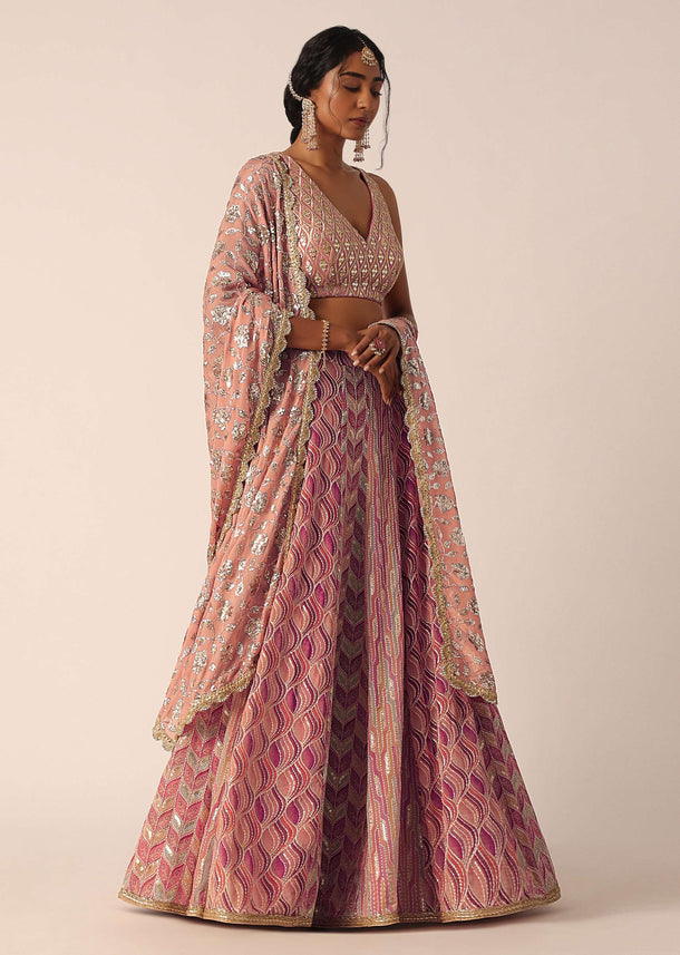 Pink Lehenga Set With Sequin Embellishments