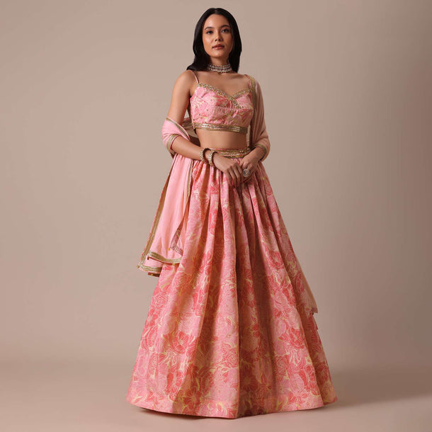Pink Lehenga Set With Sequin Embroidery