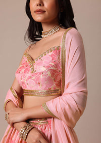 Pink Lehenga Set With Sequin Embroidery