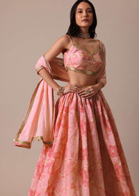 Pink Lehenga Set With Sequin Embroidery