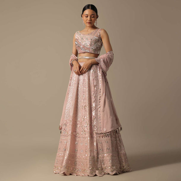 Pink Lehenga Set With Sequin Work