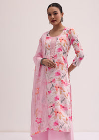 Pink Linen Kurta Palazzo Set