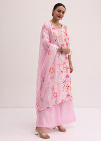 Pink Linen Kurta Palazzo Set