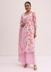 Pink Linen Kurta Palazzo Set