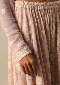 Pink Lucknowi Kurta Palazzo Set With Sequin Work