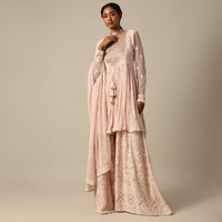Pink Lucknowi Kurta Palazzo Set With Sequin Work