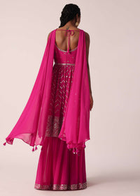 Pink Mirror Embellished Sharara Set