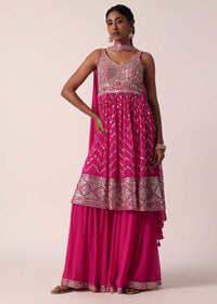 Pink Mirror Embellished Sharara Set