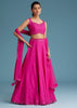 Pink Nysa Silk Lehenga Set With Mirror Work