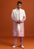 Pink Ombre Sherwani And Kurta Set With Resham Work