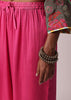 Pink Palazzo Set In Silk With Printed Kurta And Organza Dupatta