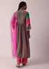 Pink Palazzo Set In Silk With Printed Kurta And Organza Dupatta