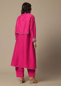 Pink Pant Set In Cotton With Pearl Work