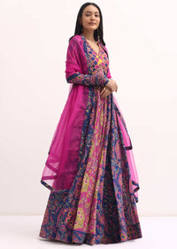 Pink Printed Chiffon Anarkali Suit