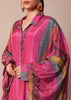 Pink Printed Kaftaan Set With Metal Coins Detailing