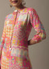 Pink Printed Kurta Set In Tussar Silk