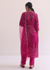 Pink Printed Kurti Pant Set With Zari Work
