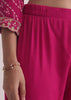 Pink Printed Kurti Pant Set With Zari Work