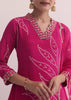 Pink Printed Kurti Pant Set With Zari Work