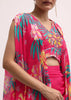 Pink Printed Satin Crop Top And Skirt Set