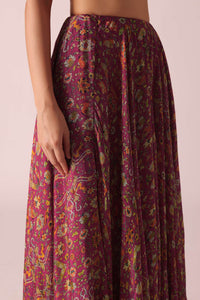 Pink Printed Tassel Crop Top And Lehenga Set