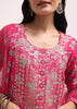 Pink Printed Tussar Kurta Sharara Set With Gotta Pati