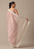 Pink Satin Saree With Belt And Unstitched Blouse Piece