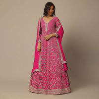 Pink Sequin Embellished Anarkali Set