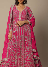 Pink Sequin Embellished Anarkali Set