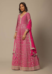 Pink Sequin Embellished Anarkali Set