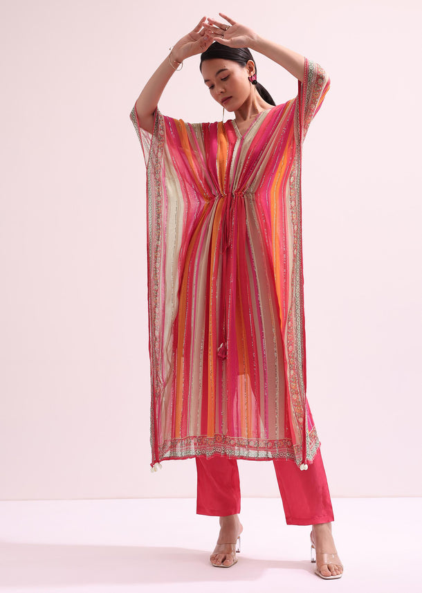 Pink Sequins Kurta Pant Set