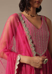 Pink Sharara Set With Printed Peplum