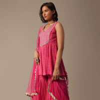 Pink Sharara Set With Printed Peplum