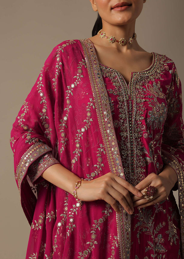 Pink Sharara Set With Sequin Embroidered Detail