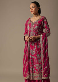 Pink Sharara Set With Sequin Embroidered Detail