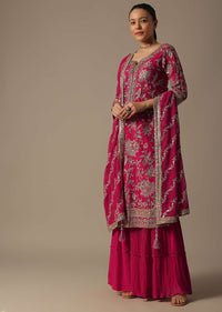 Pink Sharara Set With Sequin Embroidered Detail