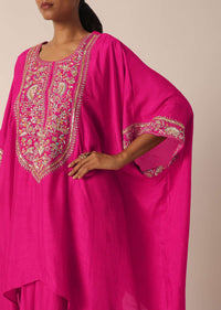 Pink Silk Asymmetric Kurta With Dhoti