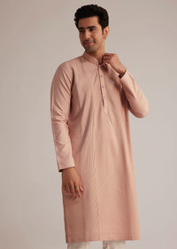 Pink Silk Blend Kurta With Pintuck Detailing