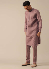 Pink Silk Indo Fusion Jacket Kurta Set
