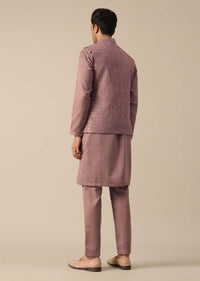 Pink Silk Indo Fusion Jacket Kurta Set